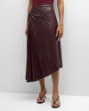 A.l.c . Tracy Asymmetric Pleat Faux Leather Skirt In Cordovan