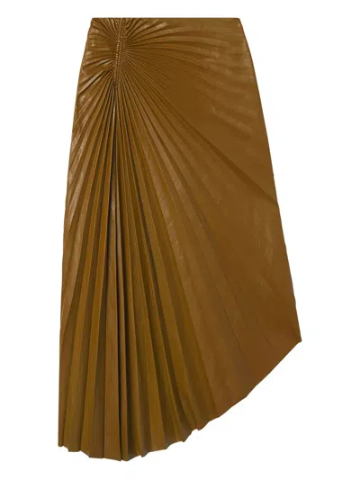A.l.c Tracy Pleated Midi Skirt In Brown