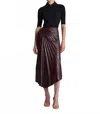 A.l.c Tracy Textured Vegan Leather Skirt In Cordovan In Multi