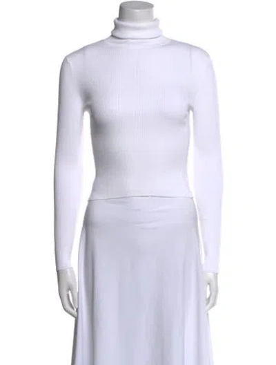 Pre-owned A.l.c Turtleneck Long Sleeve Crop Top In White
