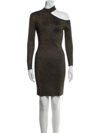 Pre-owned A.l.c Turtleneck Mini Dress In Gold