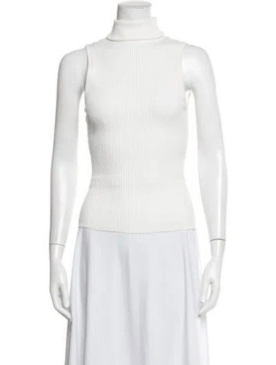 Pre-owned A.l.c Turtleneck Sleeveless Top In White