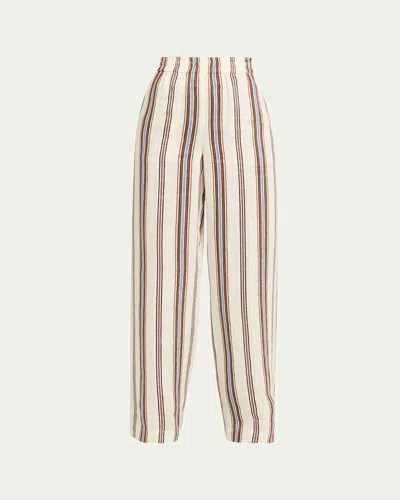A.l.c Tyler Stripe Linen Pants In Brown