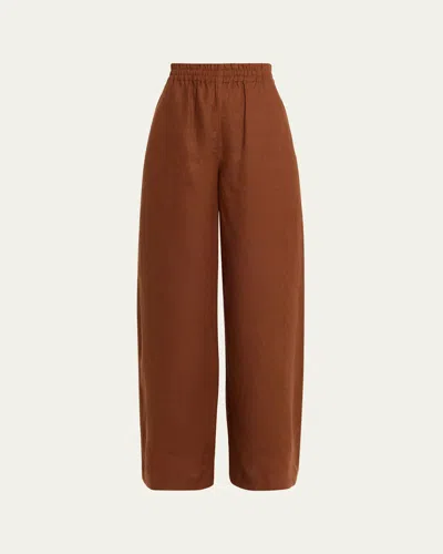 A.l.c Tyler Wide-leg Linen Pants In Brown