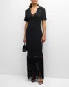 A.l.c Valerie Open-knit Fringe Maxi Dress In Black