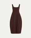 A.l.c Veda Stretch Cotton Midi Dress In Ganache In Brown