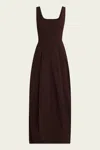 A.l.c Veda Stretch Cotton Midi Dress In Ganache In Brown