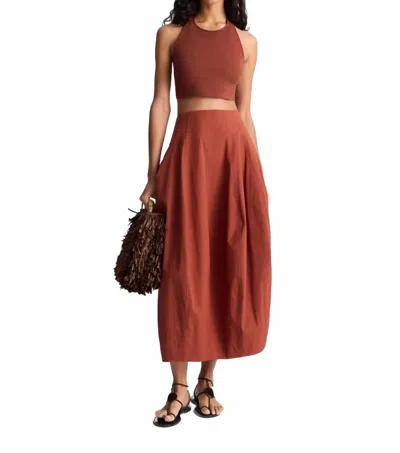 A.L.C VEDA STRETCH COTTON MIDI SKIRT IN DARK BOSCO