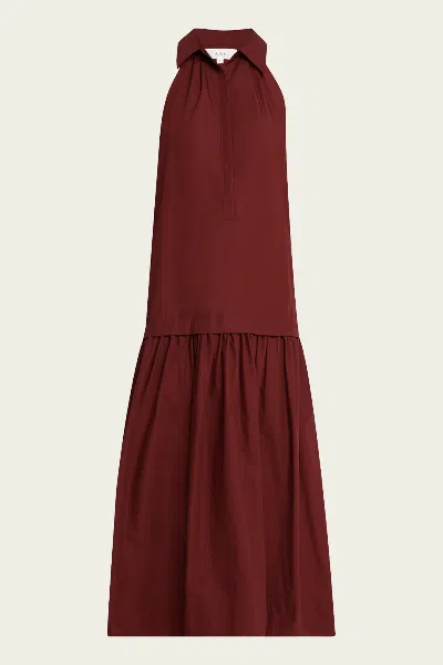 A.L.C VERA COTTON MIDI DRESS IN DARK BOSCO