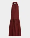 A.l.c Vera Cotton Midi Dress In Dark Bosco