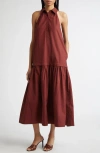A.l.c Vera Cotton Midi Dress In Dark Bosco