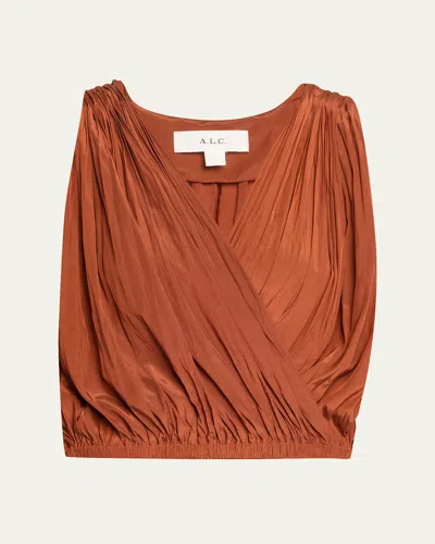 A.l.c Vivian Draped Cape-sleeve Top In Brown