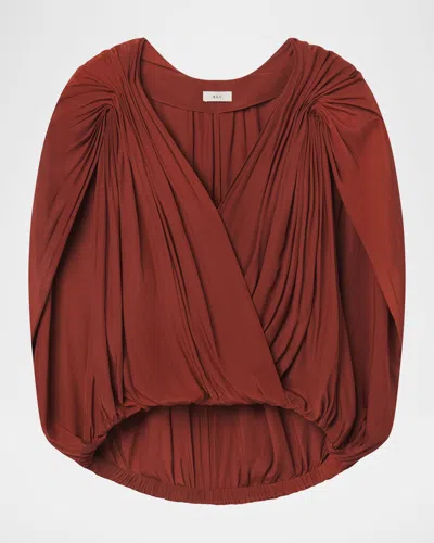A.l.c Vivian Draped Cape-sleeve Top In Brown
