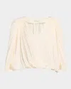A.l.c Vivian Draped Cape-sleeve Top In Chalk