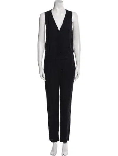 Pre-owned A.l.c V-neck Jumpsuit In Black