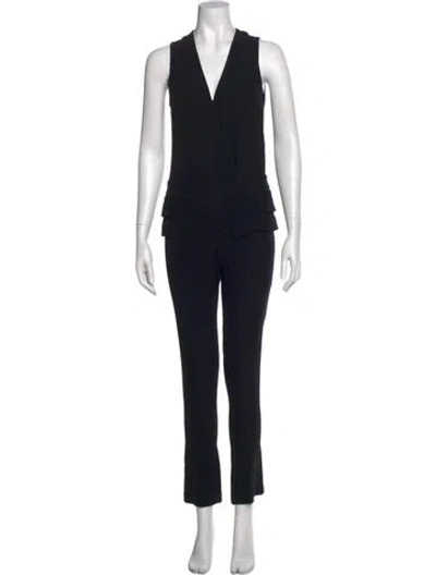Pre-owned A.l.c V-neck Jumpsuit In Black