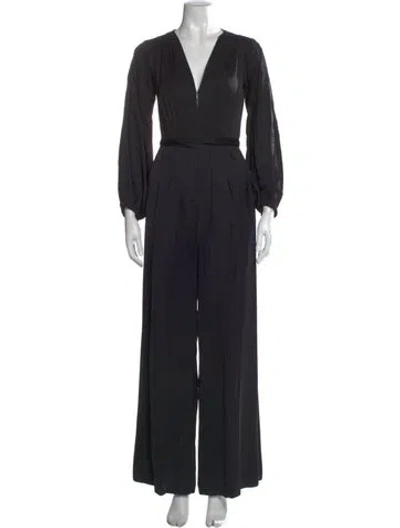 Pre-owned A.l.c V-neck Jumpsuit In Black