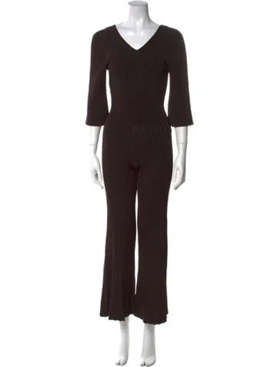 Pre-owned A.l.c V-neck Jumpsuit In Brown