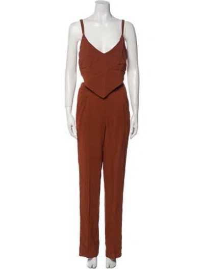 Pre-owned A.l.c V-neck Jumpsuit In Brown