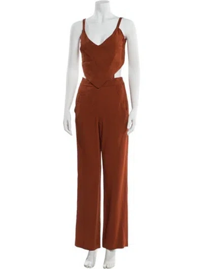 Pre-owned A.l.c V-neck Jumpsuit In Brown