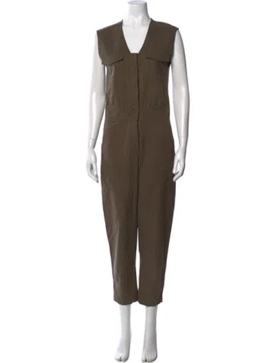 Pre-owned A.l.c V-neck Jumpsuit In Brown