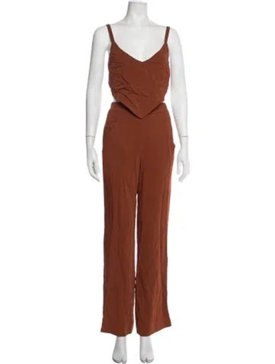 Pre-owned A.l.c V-neck Jumpsuit In Brown