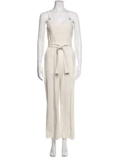 Pre-owned A.l.c V-neck Jumpsuit W/ Tags In Neutrals