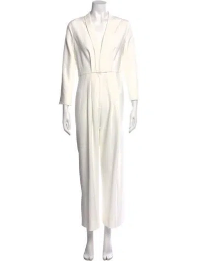 Pre-owned A.l.c V-neck Jumpsuit In White