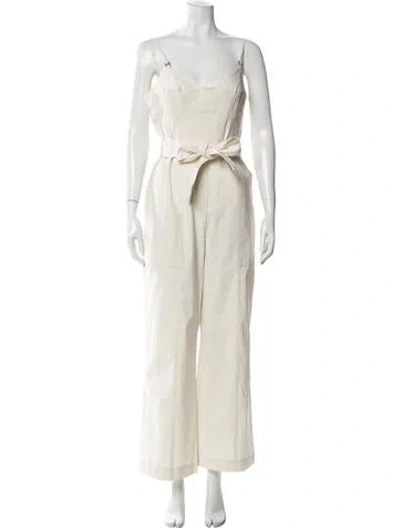 Pre-owned A.l.c V-neck Jumpsuit In White
