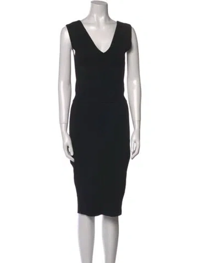 Pre-owned A.l.c V-neck Knee-length Dress In Black
