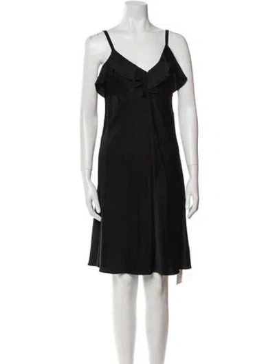 Pre-owned A.l.c V-neck Knee-length Dress In Black