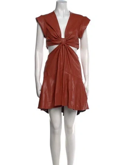Pre-owned A.l.c V-neck Knee-length Dress In Brown