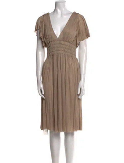 Pre-owned A.l.c V-neck Knee-length Dress In Neutral