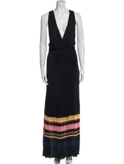 Pre-owned A.l.c V-neck Long Dress In Black