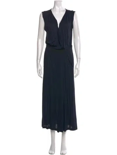 Pre-owned A.l.c V-neck Long Dress In Blue