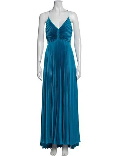 Pre-owned A.l.c V-neck Long Dress In Blue