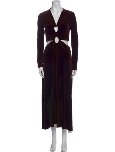 Pre-owned A.l.c V-neck Long Dress In Brown