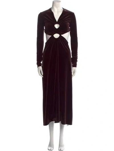 Pre-owned A.l.c V-neck Long Dress In Brown
