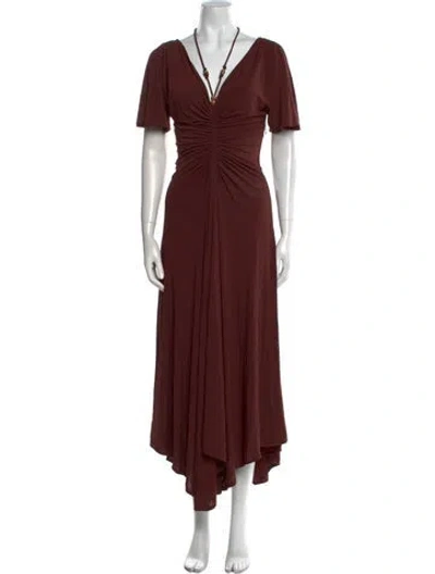 Pre-owned A.l.c V-neck Long Dress In Brown
