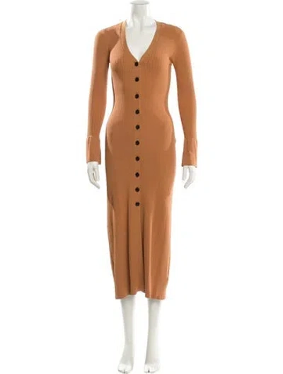 Pre-owned A.l.c V-neck Long Dress In Brown