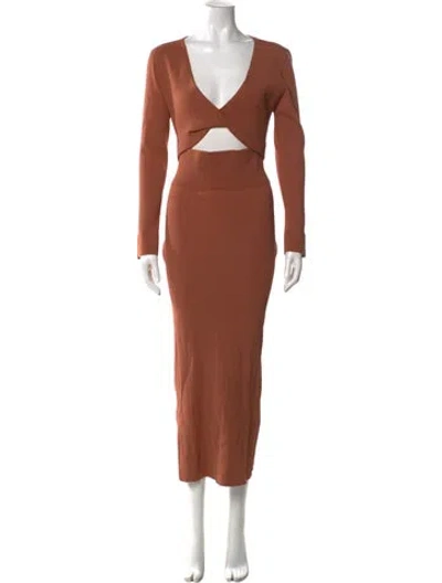 Pre-owned A.l.c V-neck Long Dress In Brown