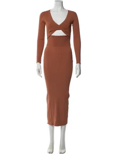 Pre-owned A.l.c V-neck Long Dress In Brown