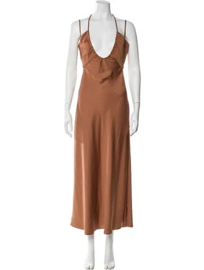 Pre-owned A.l.c V-neck Long Dress In Brown