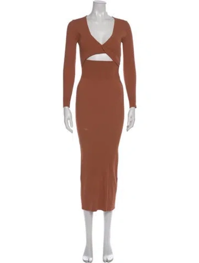 Pre-owned A.l.c V-neck Long Dress In Brown