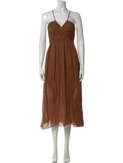 Pre-owned A.l.c V-neck Long Dress In Brown