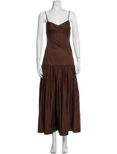 Pre-owned A.l.c V-neck Long Dress In Brown