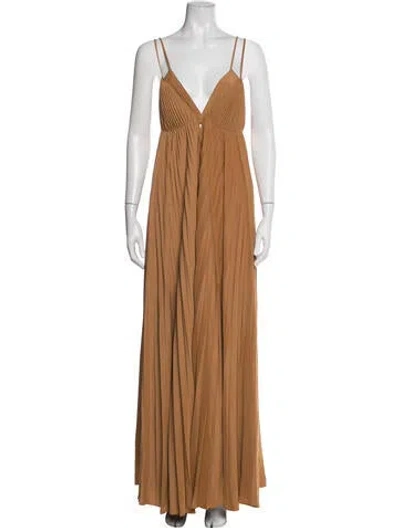 Pre-owned A.l.c V-neck Long Dress In Brown