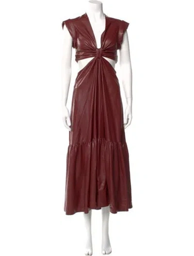 Pre-owned A.l.c V-neck Long Dress In Burgundy