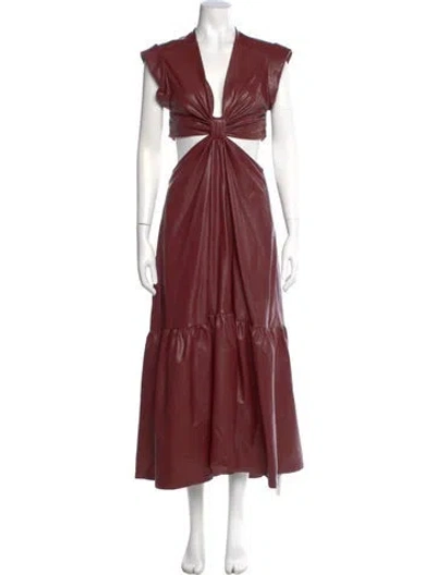 Pre-owned A.l.c V-neck Long Dress In Burgundy