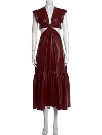 Pre-owned A.l.c V-neck Long Dress In Burgundy